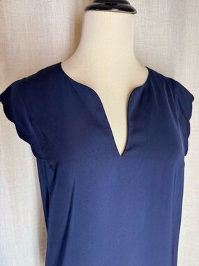 41 Hawthorn Navy Scallop Sleeve V-Neck Blouse